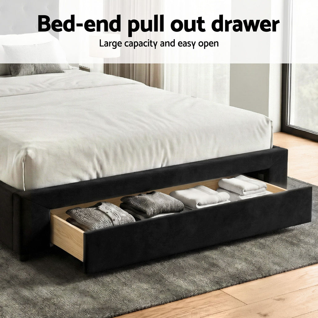 Artiss King Bed Frame Storage Charging Station Upholstered 3 Drawers USB Type-C