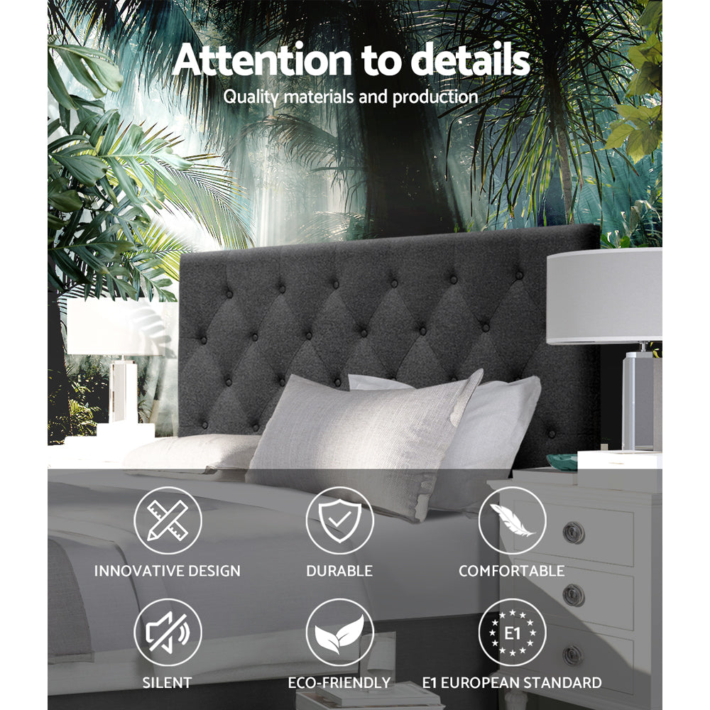 Bed Head Headboard Double Size Fabric - CAPPI Charcoal