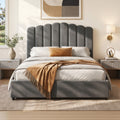 Artiss Bed Frame Double Size Velvet Grey FION