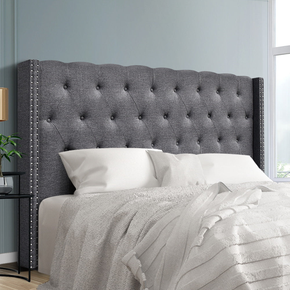 Artiss Bed Head Headboard King Size Fabric - LUCA Grey