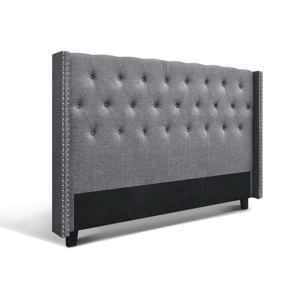 Bed Head Headboard King Size Fabric - LUCA Grey