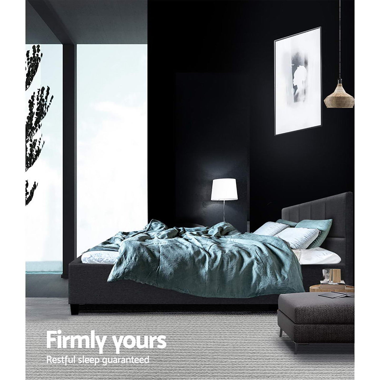 Bed Frame Double Size Charcoal TINO