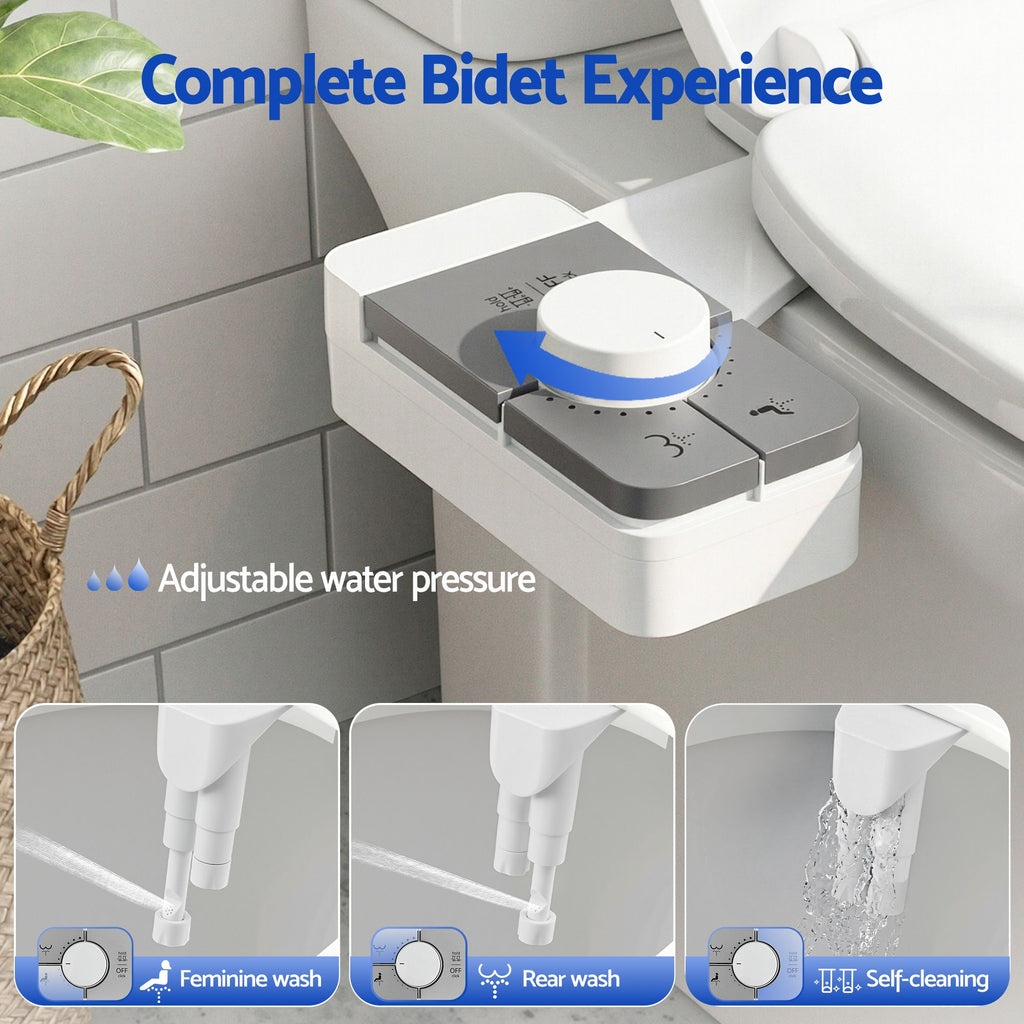 Cefito Non-Electric Ultra-Slim Bidet Attachment Detachable Bidet with Dual Nozzle Frontal & Rear Wash Adjustable Water Pressure Cold Water Toilet Bide