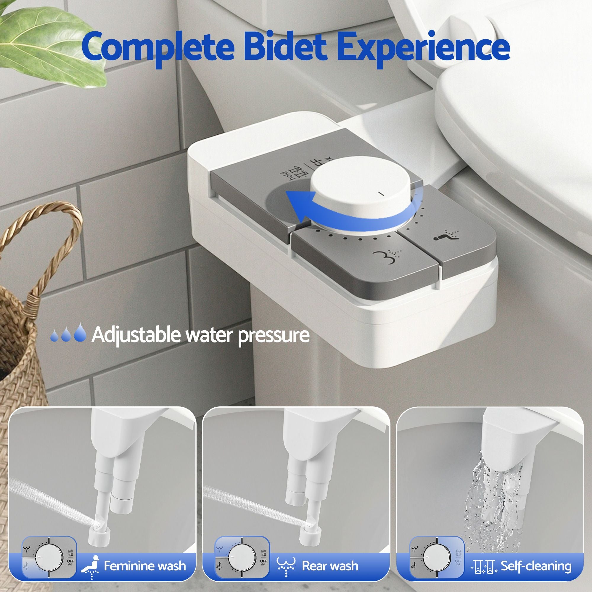 Cefito Non-Electric Ultra-Slim Bidet Attachment Detachable Bidet with Dual Nozzle Frontal & Rear Wash Adjustable Water Pressure Cold Water Toilet Bide