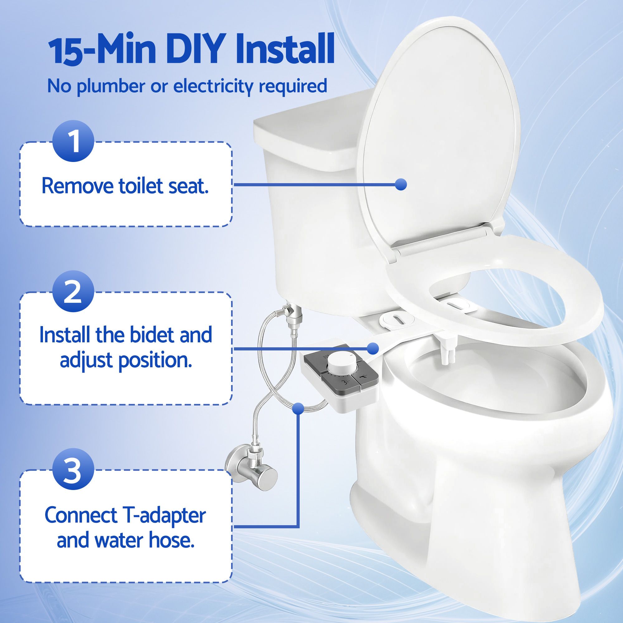Cefito Non-Electric Ultra-Slim Bidet Attachment Detachable Bidet with Dual Nozzle Frontal & Rear Wash Adjustable Water Pressure Cold Water Toilet Bide