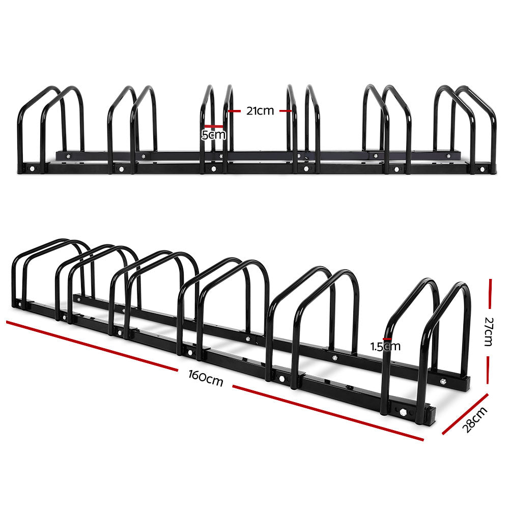 6 Bike Stand Rack Bicycle Storage Floor Parking Holder Cycling Black