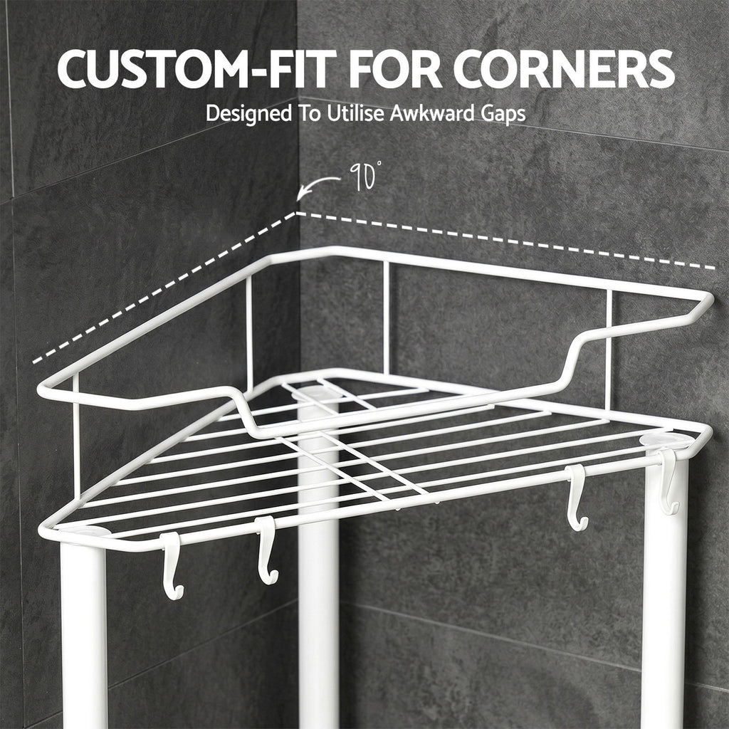 Artiss 4 Tier Floor Standing Corner Shower Caddy Bathroom Organizer White
