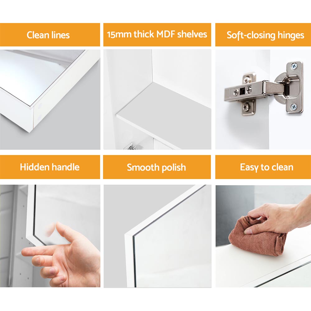 Bathroom Vanity Mirror with Storage Cabinet - White