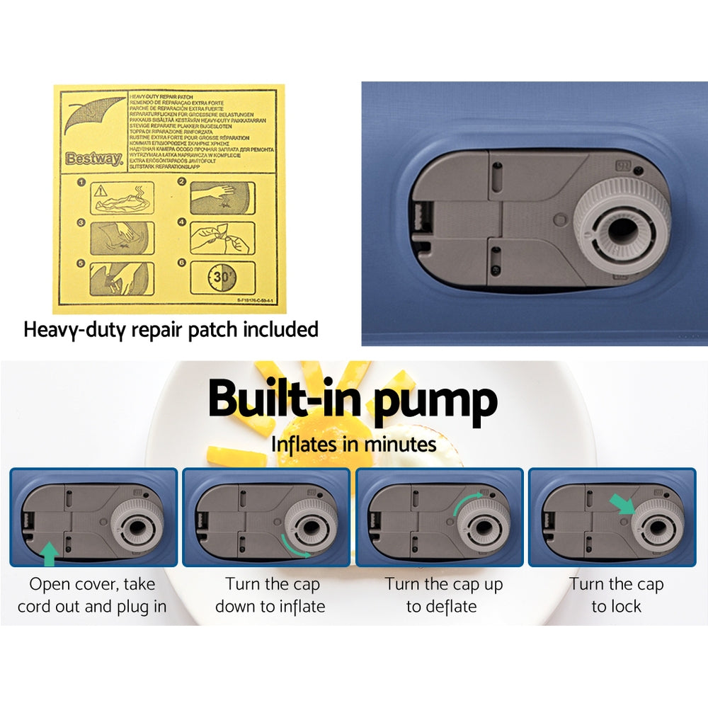 Air Mattress Inflatable Bed 46cm Airbed Single Blue