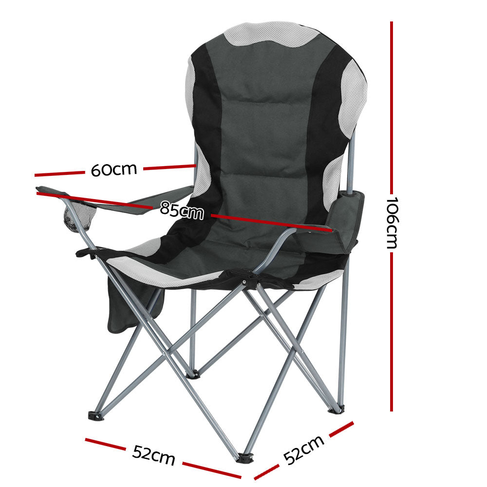 Camping Folding Chair Portable Outdoor Hiking Fishing Picnic Grey 2pcs