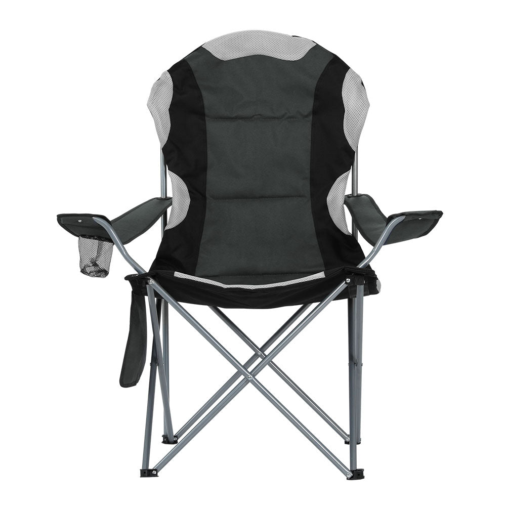 Camping Folding Chair Portable Outdoor Hiking Fishing Picnic Grey 2pcs