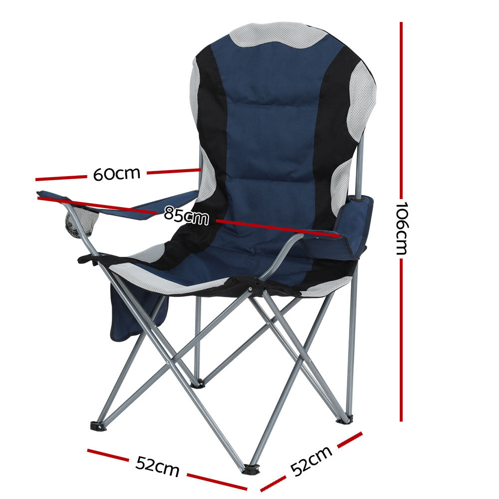 Camping Folding Chair Portable Outdoor Hiking Fishing Picnic Navy 2pcs