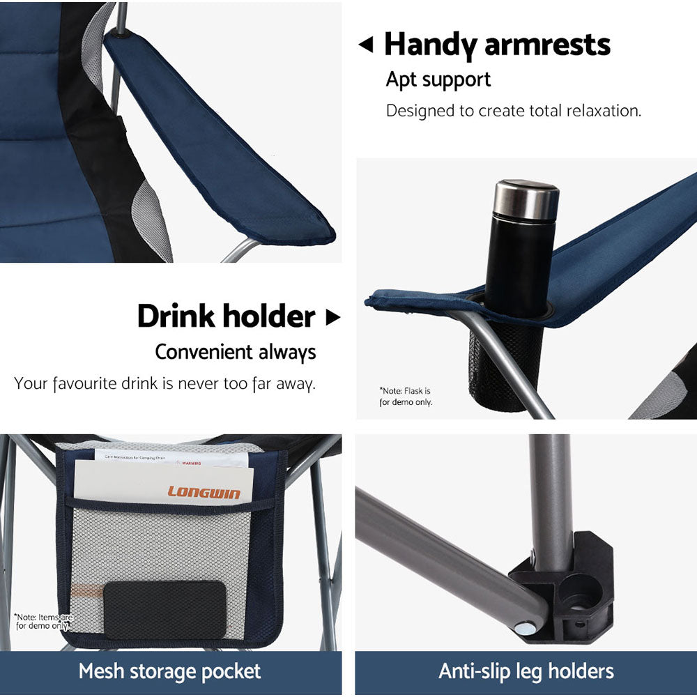 Camping Folding Chair Portable Outdoor Hiking Fishing Picnic Navy 2pcs