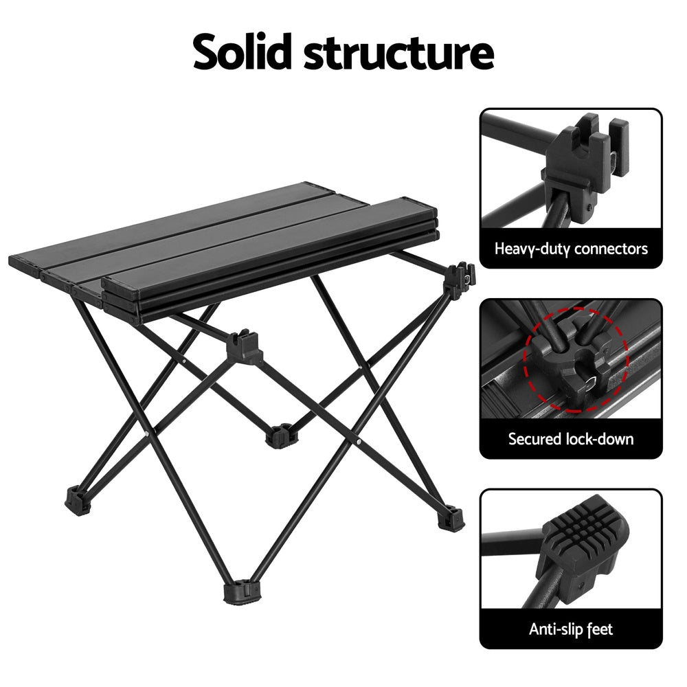 Folding Camping Table 40CM Roll Up Outdoor Picnic BBQ Aluminium Desk