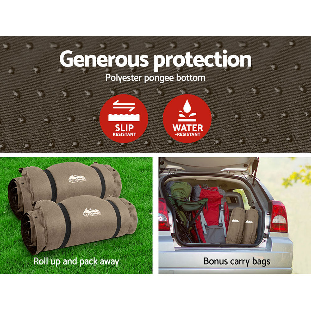 Self Inflating Mattress Camping Sleeping Mat Air Bed Double Set Coffee
