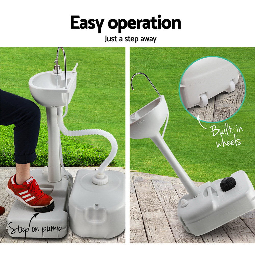 Camping Basin Portable Hand Wash Sink Stand 43L Capacity