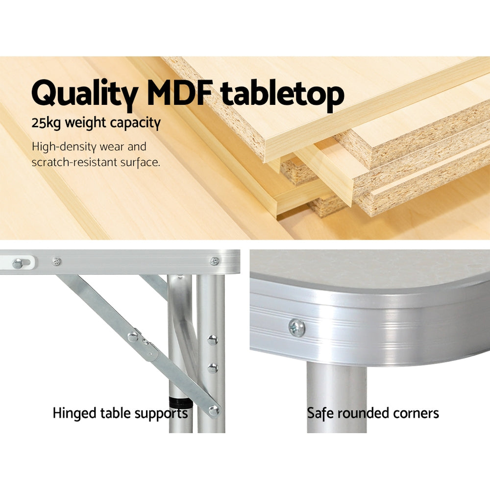 Folding Camping Table 60CM Adjustable Portable Outdoor Picnic Desk