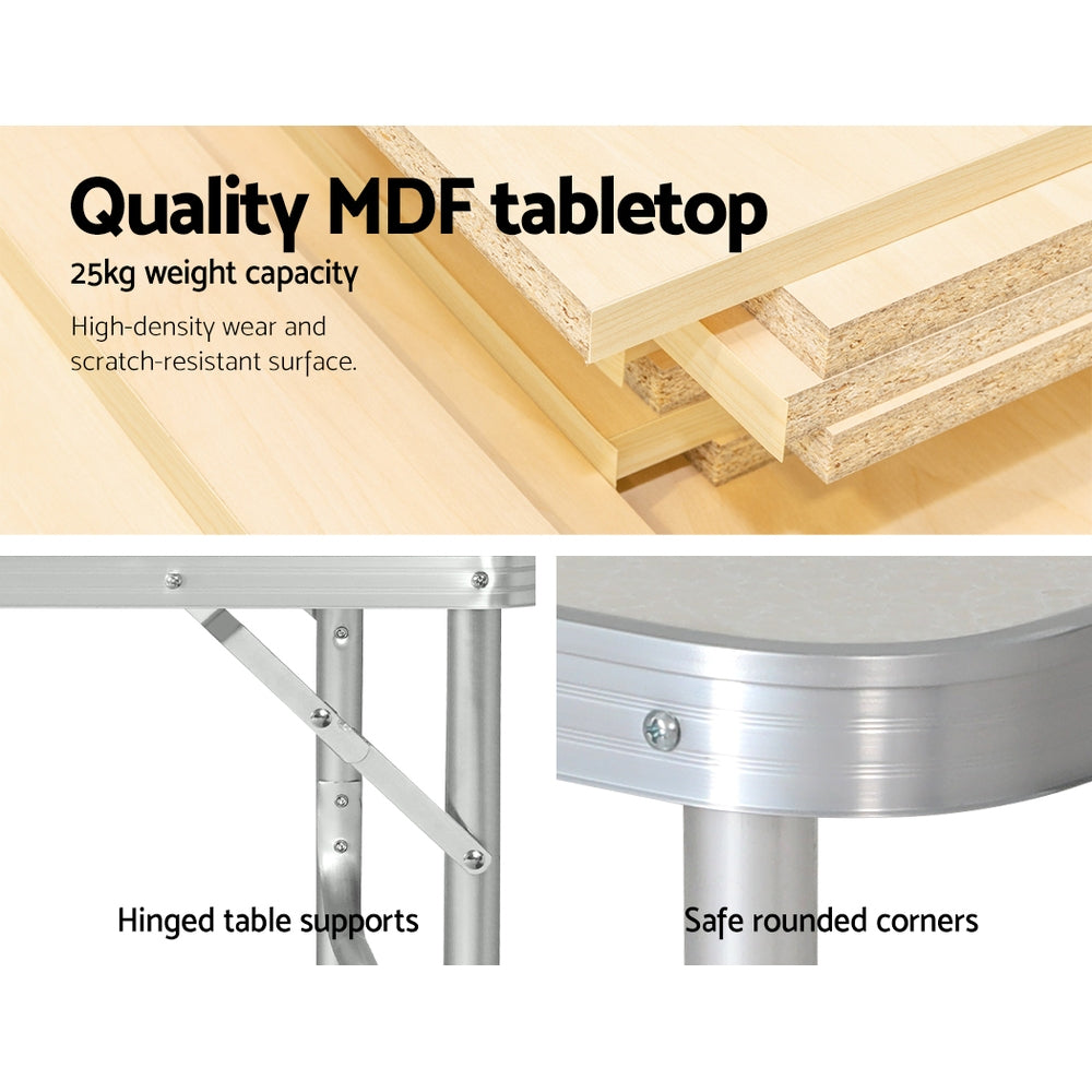 Folding Camping Table 90CM Adjustable Portable Outdoor Picnic Desk