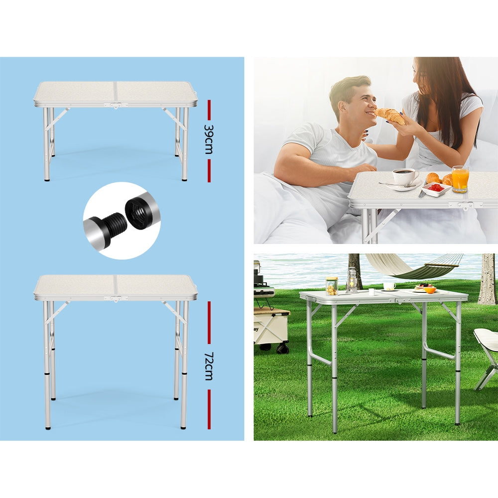 Folding Camping Table 90CM Adjustable Portable Outdoor Picnic Desk