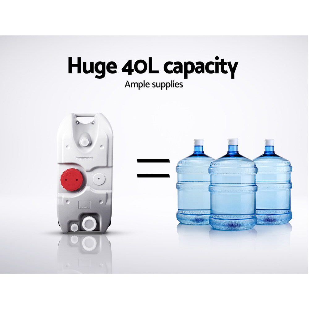 40L Portable Wheel Water Tank Camping Caravan Storage Grey