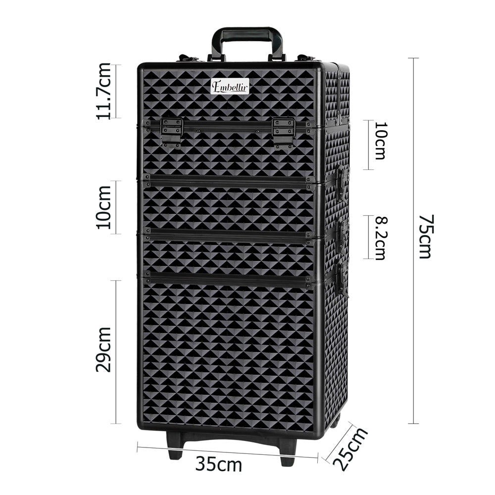Makeup Case Beauty Trolley Cosmetic Organiser Box Travel Wheels Diamond