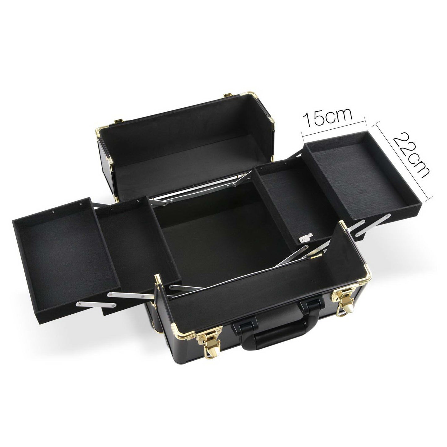 Makeup Case Beauty Trolley Cosmetic Organiser Box Travel Wheels Gold