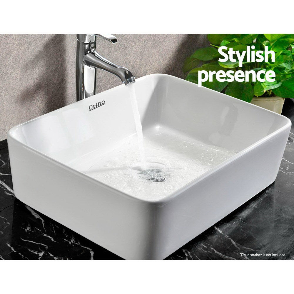 Bathroom Basin Ceramic Vanity Sink Hand Wash Bowl 48x37cm White