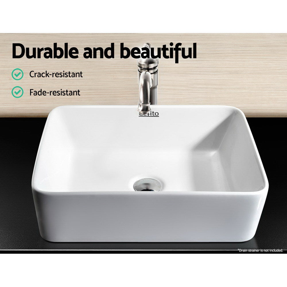 Bathroom Basin Ceramic Vanity Sink Hand Wash Bowl 48x37cm White