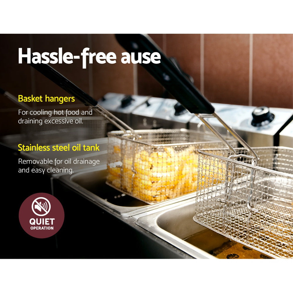 20L Electric Commercial Deep Fryer Double Baskets 4400W