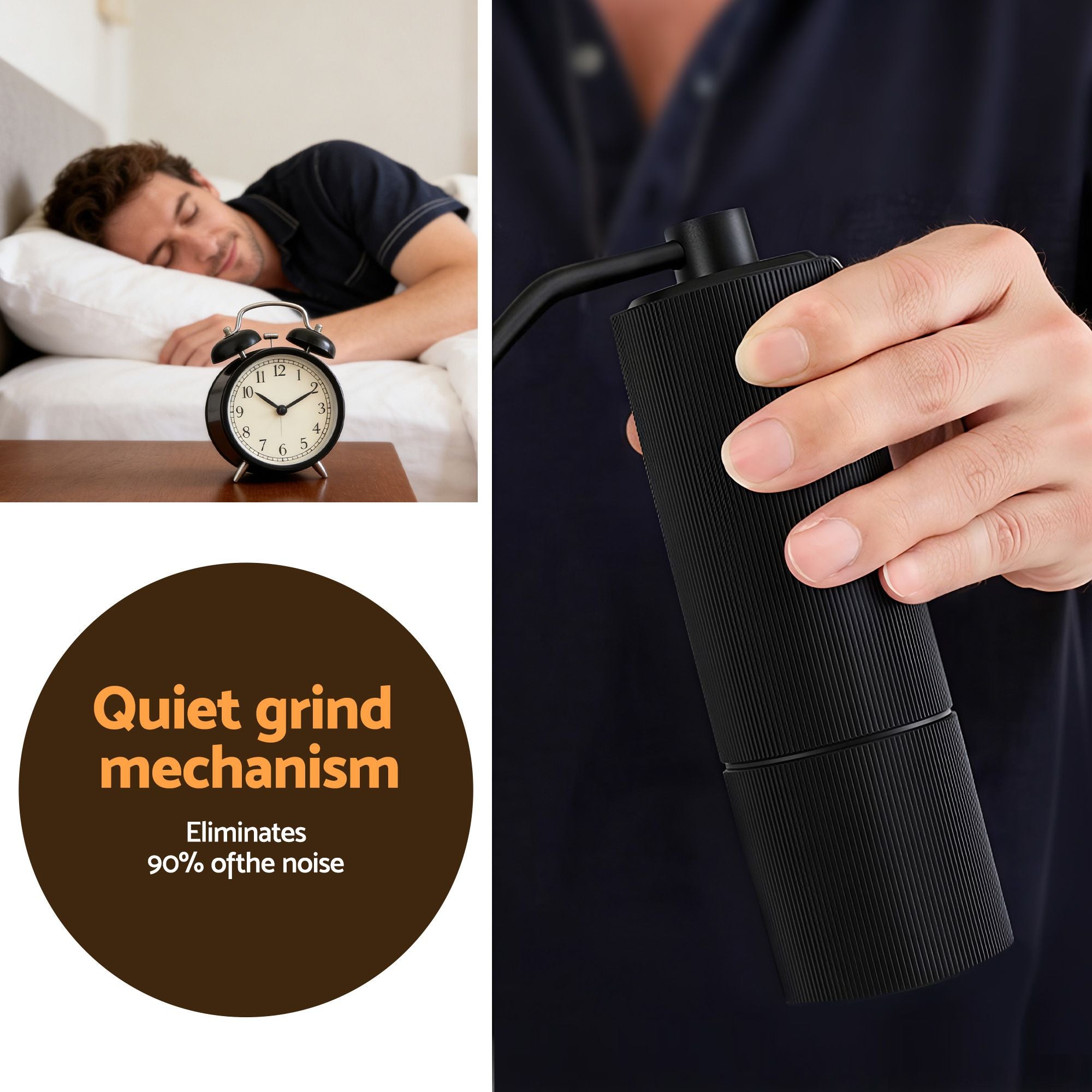Devanti Manual Coffee Grinder with 24 Adjustable Settings | Hand Coffee Bean Burr Mill for Espresso French Press | Portable Stainless Steel Quiet Grinder with Storage Bag for Travel Camping, Black