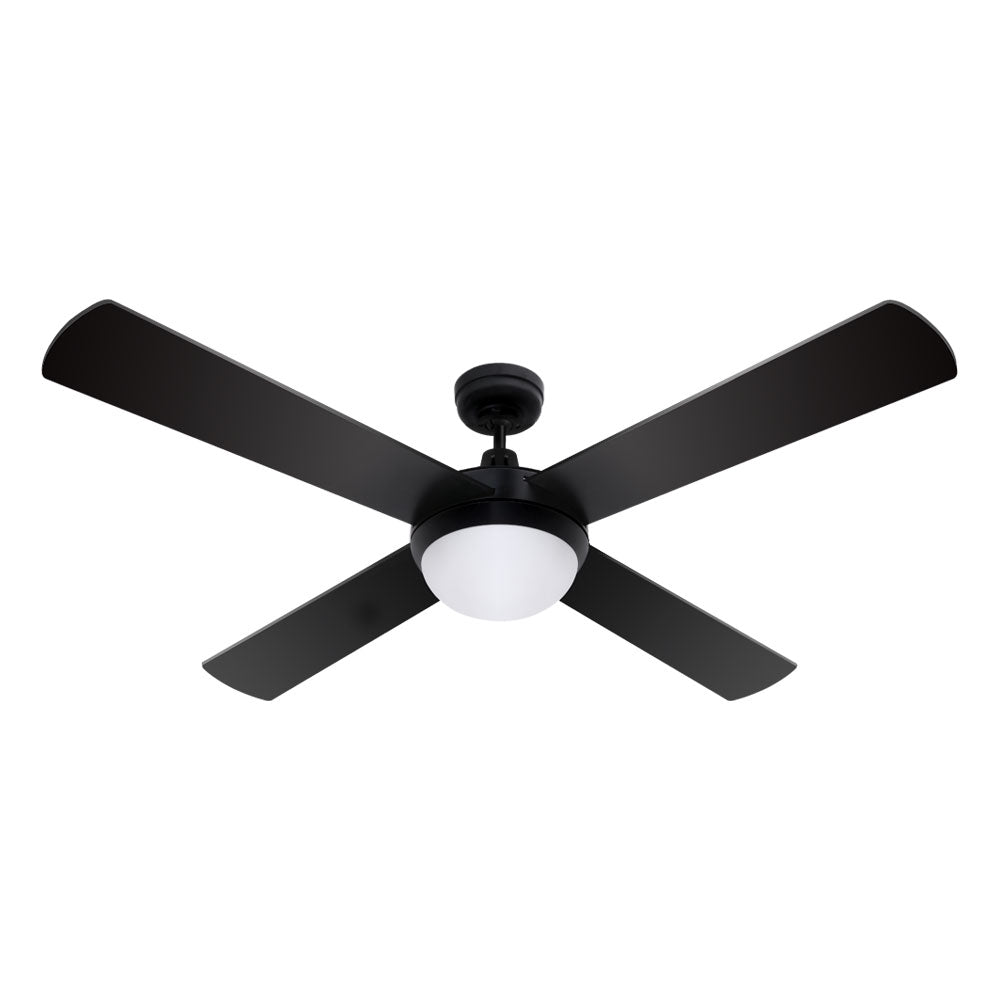 52 Ceiling Fan AC Motor w/Light w/Remote - Black
