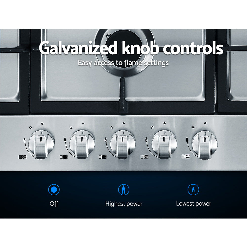 Gas Cooktop 90cm 5 Burner Silvir