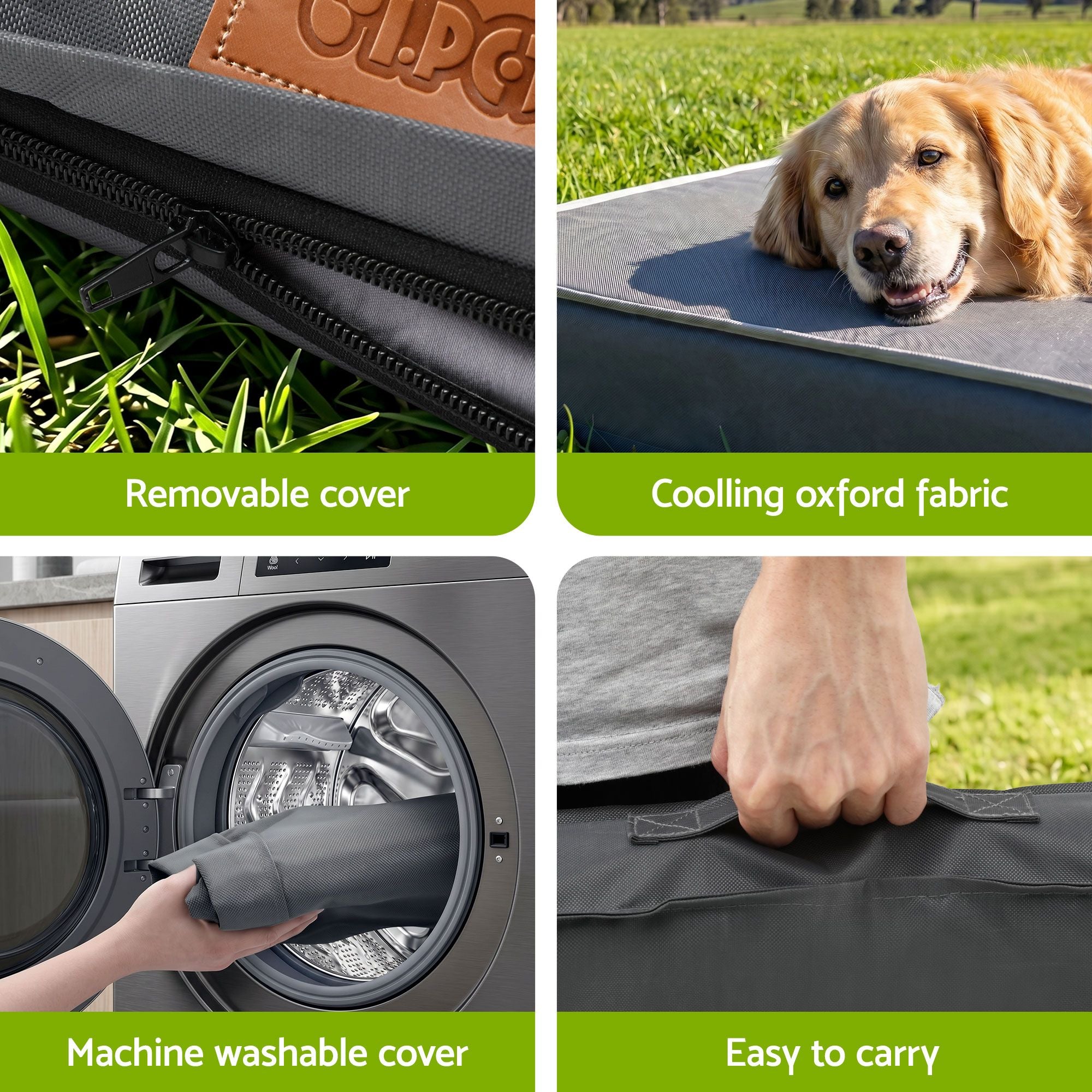 i.Pet Dog Bed Large Water-resistant Egg Crate Foam Orthopedic Pet Mat Grey