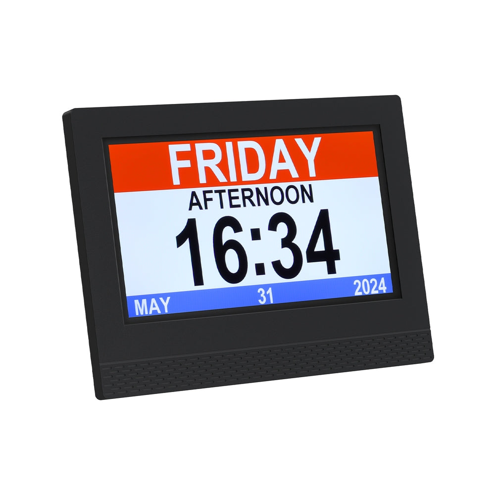 7 inch Digital Day Clock Calendar Alarm Black
