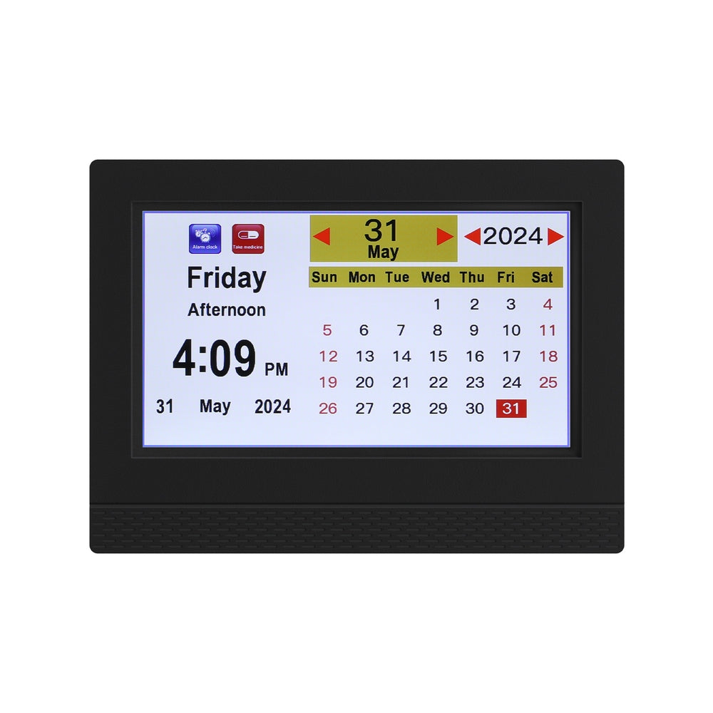7 inch Digital Day Clock Calendar Alarm Black