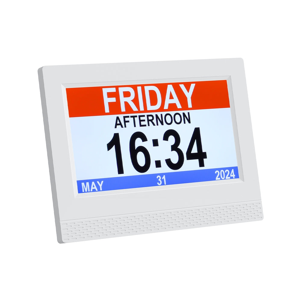 7 inch Digital Day Clock Calendar Alarm White