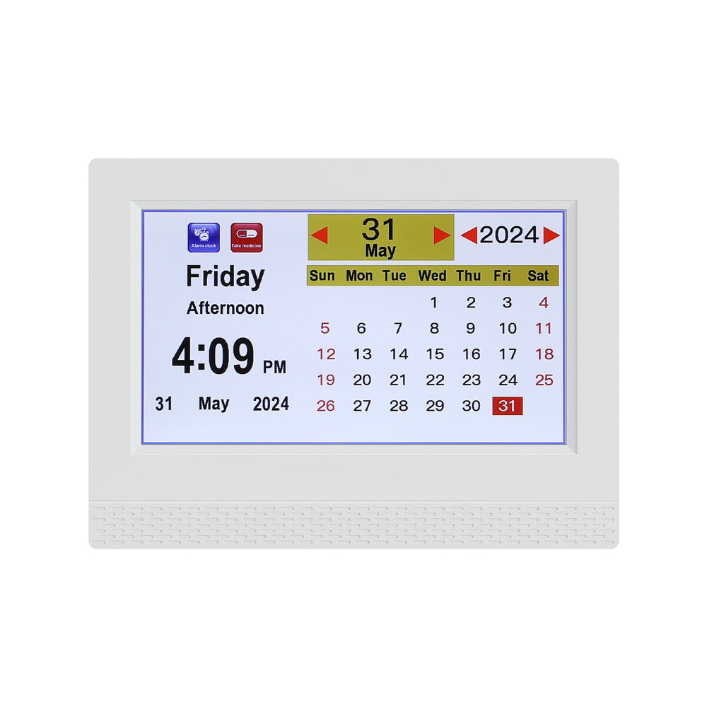 7 inch Digital Day Clock Calendar Alarm White