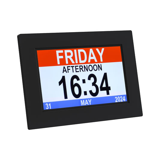 8 inch Digital Day Clock Calendar Alarm Black