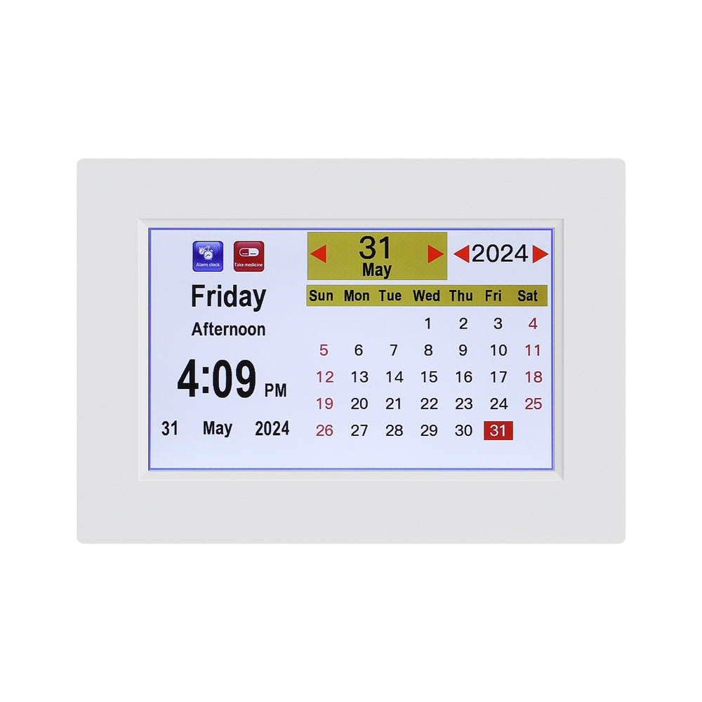 8 inch Digital Day Clock Calendar Alarm White