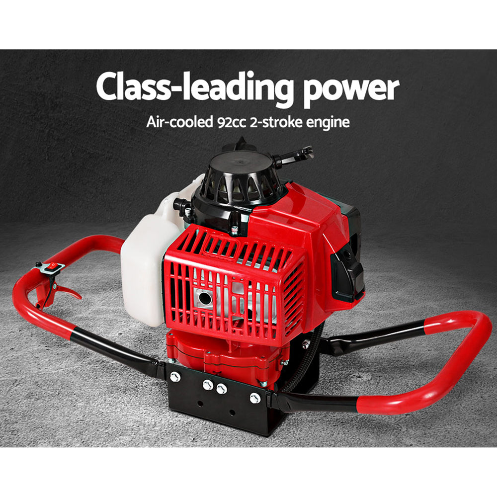 80CC Post Hole Digger 200mm Petrol Drill Extension Auger Bits