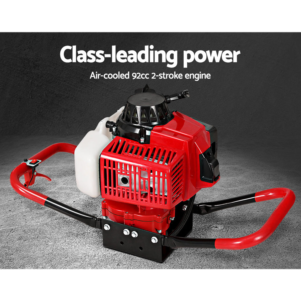 80CC Post Hole Digger 300mm Petrol Drill Extension Auger Bits