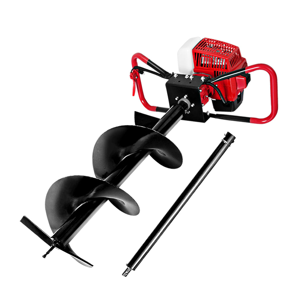 80CC Post Hole Digger 300mm Petrol Drill Extension Auger Bits