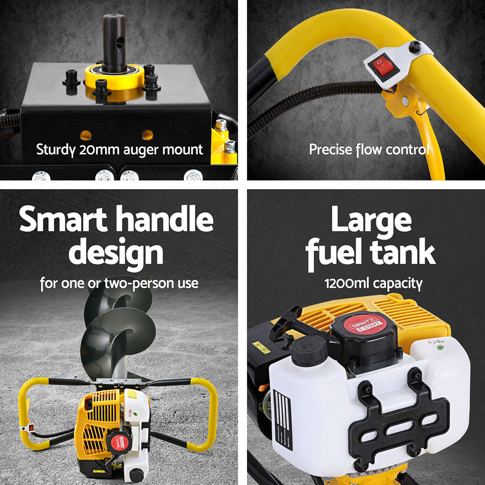 74CC Post Hole Digger Petrol Motor Drill Extension Auger Bits Kits