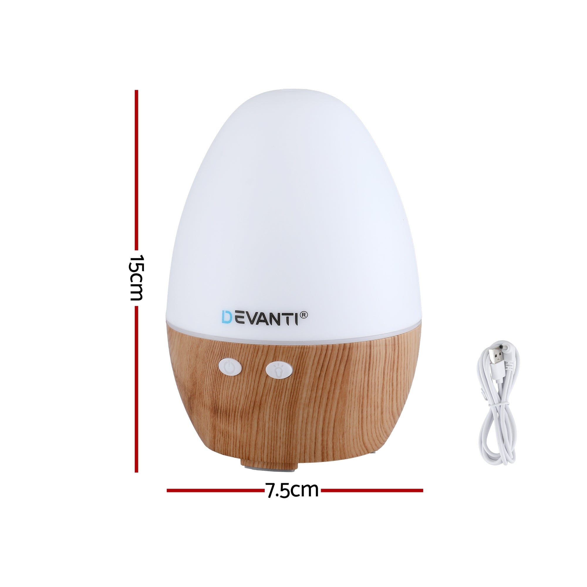 Devanti Ultrasonic Aroma Diffuser Aromatherapy 130ml LED Lights Iron Humidifier Forest