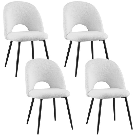 1 Set of 4 Dining Chair Boucle Sherpa