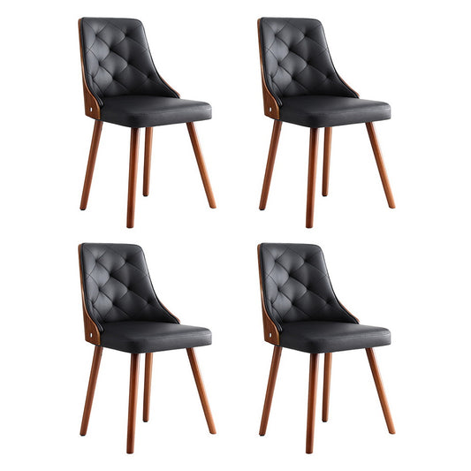 1 Set of 4 Dining Chairs Black PU