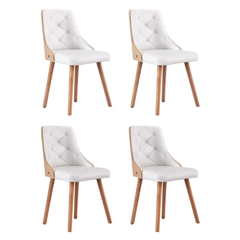 1 Set of 4 Dining Chairs White PU