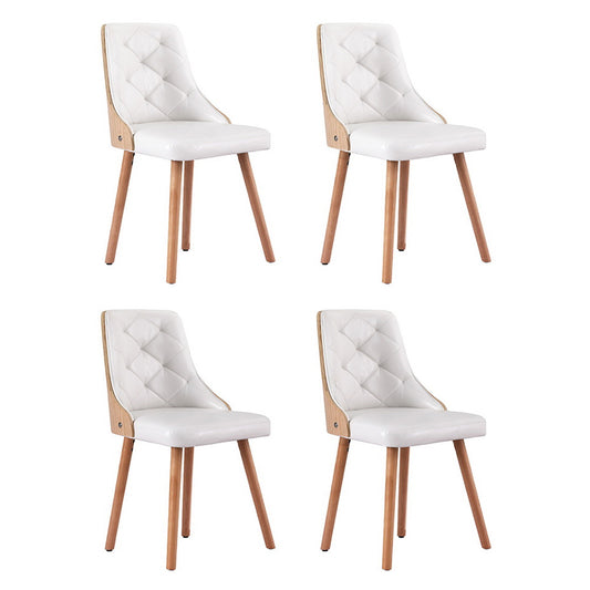 1 Set of 4 Dining Chairs White PU