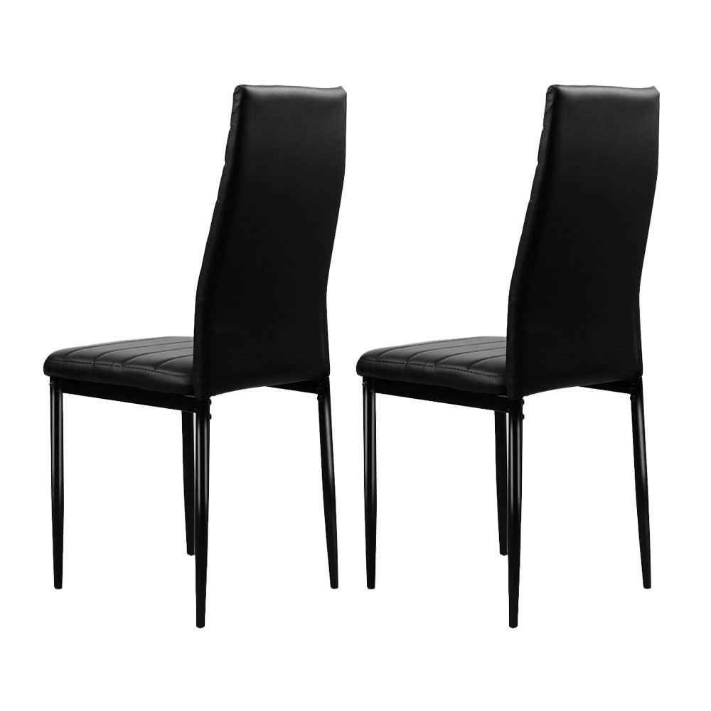 Dining Chairs Set of 4 Leather Channel Tufted Black