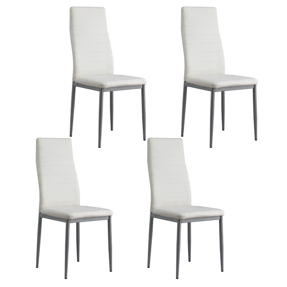 Artiss Dining Chairs Set of 4 Leather Channel Tufted White